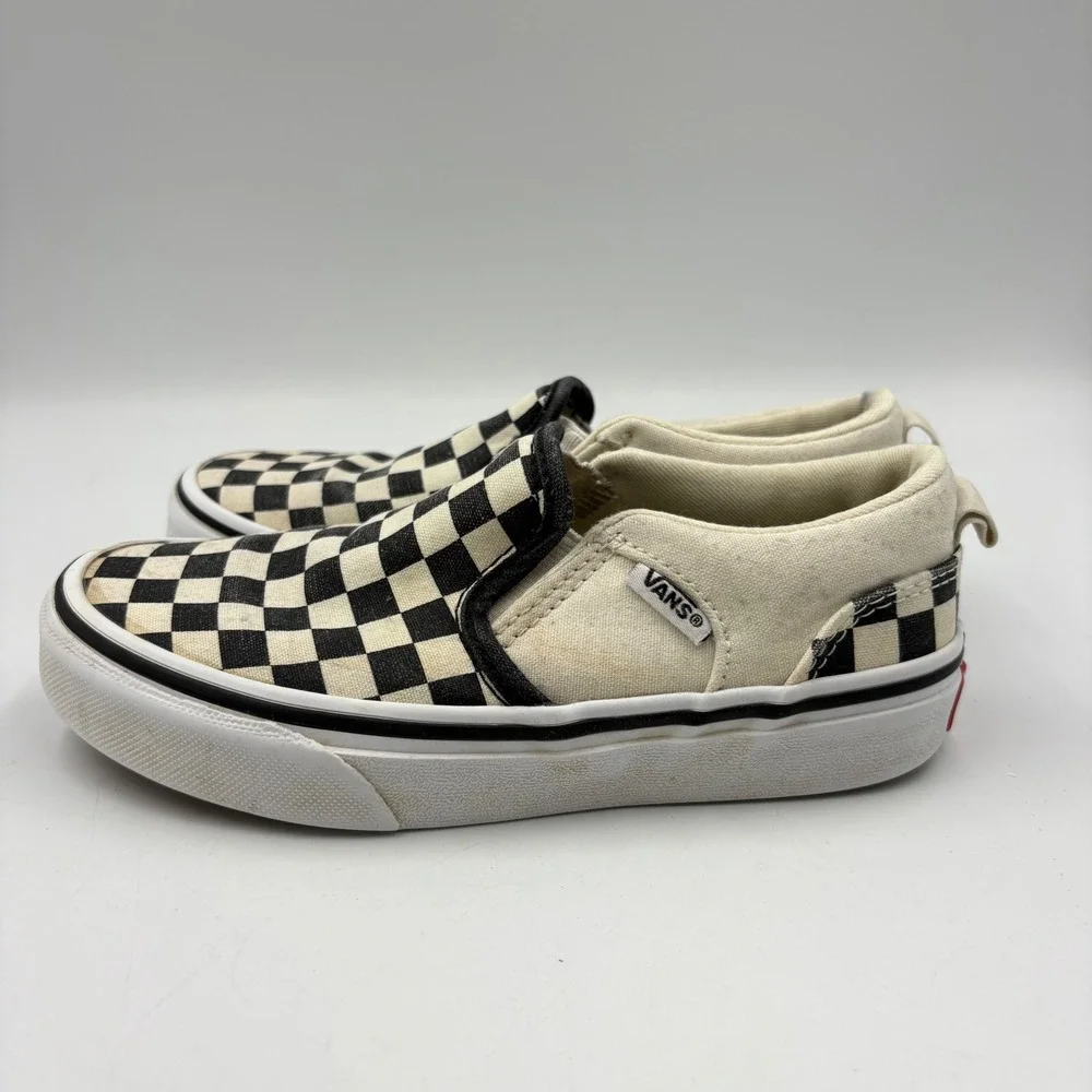 Vans Slip-On Kids Size 12.5 Black White Good Checkerboard Canvas Sneakers